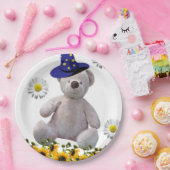 Zonnebloem Witte Teddy Bear Paper Borden Papieren Bordje (Feest)