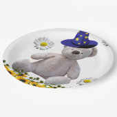 Zonnebloem Witte Teddy Bear Paper Borden Papieren Bordje (Gekanteld)
