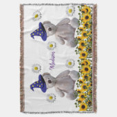 Zonnebloem Witte Teddy Bear Throw Blanket Deken (Voorkant Verticaal)