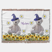 Zonnebloem Witte Teddy Bear Throw Blanket Deken (Voorkant)