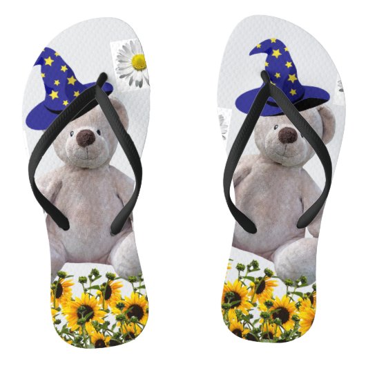 Zonnebloem Witte Teenslippers van Teddy Bear (Voetbed)