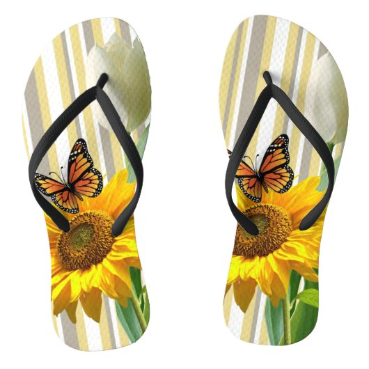 Zonnebloem Witte Tulp Butterfly Teenslippers (Voetbed)