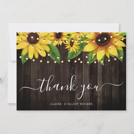 Zonnebloem Wood Weddenschap Hartelijk dank Bedankkaart (Voorkant)