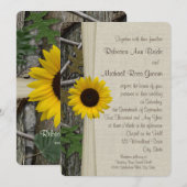 Zonnebloem Woodland Camouflage Bruiloft Kaart (Voorkant / Achterkant)