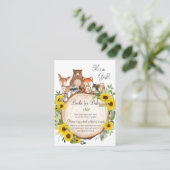 Zonnebloem Woodland Dieren Boeken voor Baby shower Informatiekaartje (Staand voorkant)