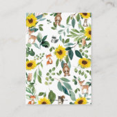 Zonnebloem Woodland Dieren Boeken voor Baby shower Informatiekaartje (Achterkant)