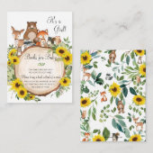 Zonnebloem Woodland Dieren Boeken voor Baby shower Informatiekaartje (Voorkant / Achterkant)