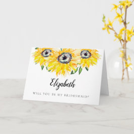 Zonnebloem Wordt je mijn Bridesmaid, gepersonalise Kaart