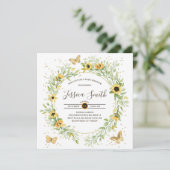 Zonnebloem Wreater met Baby shower van luiende vli Kaart (Staand voorkant)