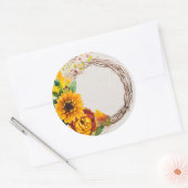 Zonnebloem Wreath Ronde Sticker (Envelop)