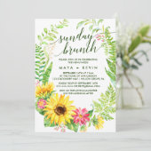 Zonnebloem Wreath Wedde Sunday Brunch Kaart (Staand voorkant)