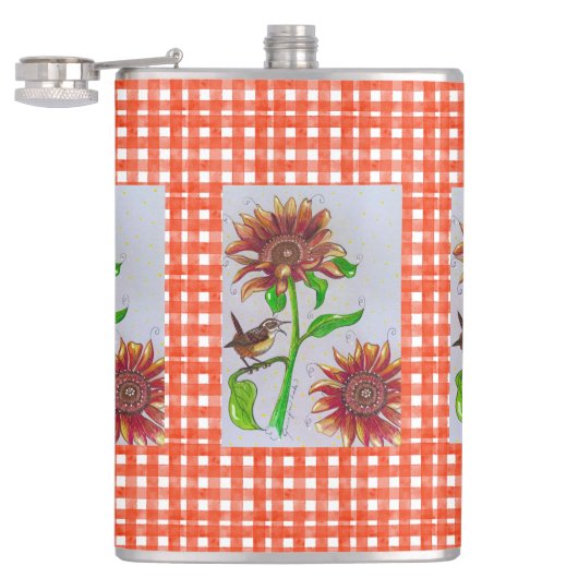 Zonnebloem Wren Fles Fles Fles Heupfles (Geopend)
