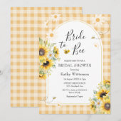 Zonnebloem Yellow Gingham Bride to Bee Bridal Kaart (Voorkant / Achterkant)