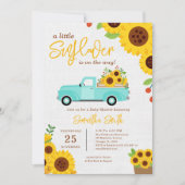Zonnebloem Yellow Truck Herfst Boy Baby shower Kaart (Voorkant)