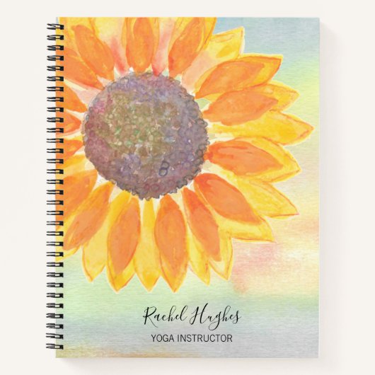 Zonnebloem Yoga Instructeur Personaliseer Notitieb Notitieboek (Voorkant)