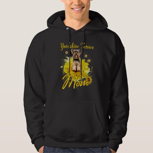Zonnebloem Yorkshire Terrier Moeder Hond Moeder Hoodie (Voorkant)