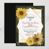 Zonnebloem Zachte kleuren passen gouden Lijst aan Kaart (Voorkant / Achterkant)