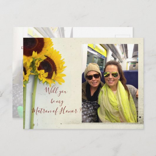 Zonnebloem... zal jij mijn Bridesmaid uitnodiging  (Voorkant / Achterkant)