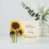Zonnebloem... zal jij mijn Bridesmaid uitnodiging (Staand voorkant)