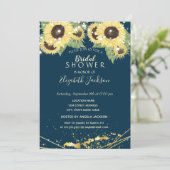 Zonnebloem, zand, snaarlicht, goudVrijgezellenfees Kaart (Staand voorkant)