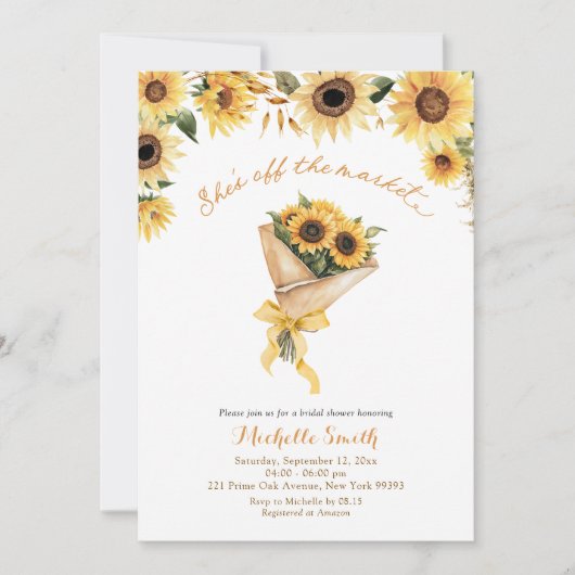 Zonnebloem Ze is van het Vrijgezellenfeest van de  Kaart (Voorkant)