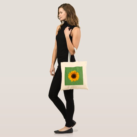 Zonnebloem, Zee, groene Canvas tas voor schoot (Voorkant (model))