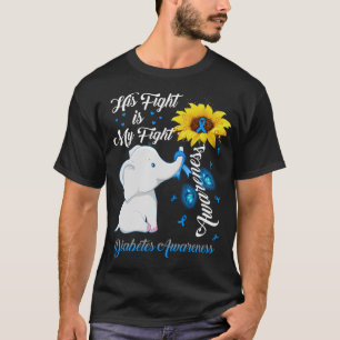 Zonnebloem zijn strijd is mijn gevecht tegen diabe t-shirt
