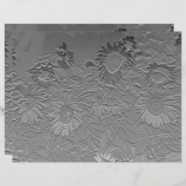 Zonnebloem Zilver Grijze Floral Design Decoupage (Voorkant / Achterkant)