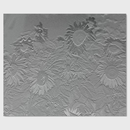 Zonnebloem Zilver Grijze Floral Design Decoupage Cadeaupapier (Vlak)