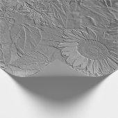 Zonnebloem Zilver Grijze Floral Design Decoupage Cadeaupapier (Hoek)