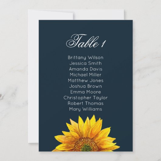 Zonnebloem zitkaart. Marine rustieke bruiloft Kaart (Voorkant)