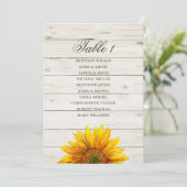 Zonnebloem zitkaart. Rustieke bruiloft houten schu Kaart (Staand voorkant)