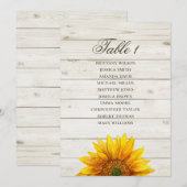 Zonnebloem zitkaart. Rustieke bruiloft houten schu Kaart (Voorkant / Achterkant)