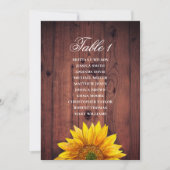 Zonnebloem zitkaart. Rustieke bruiloft houten schu Kaart (Voorkant)