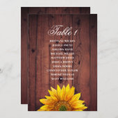 Zonnebloem zitkaart. Rustieke bruiloft houten schu Kaart (Voorkant / Achterkant)