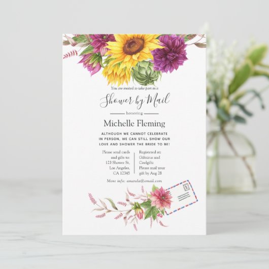 Zonnebloem Zombridal of Baby shower per post Kaart (Staand voorkant)