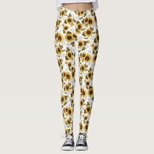 Zonnebloem Zomer Bloemen Patroon Leggings