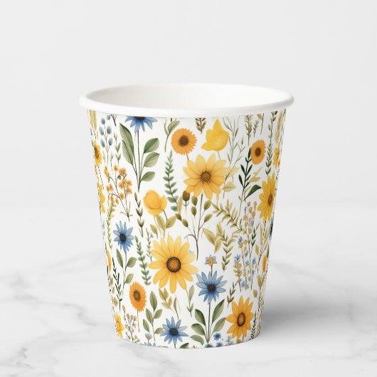 Zonnebloem Zomer Party Paper Cups Papieren Bekers (Voorkant)