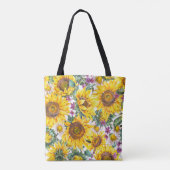 Zonnebloem : Zomergele bloei. Tote Bag (Achterkant)