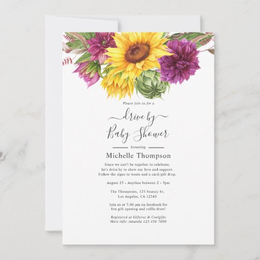 Zonnebloem Zomzomers met een bridal of een Baby sh Kaart (Voorkant)