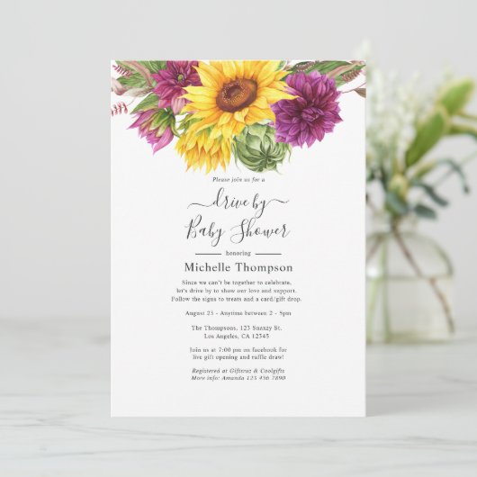 Zonnebloem Zomzomers met een bridal of een Baby sh Kaart (Staand voorkant)