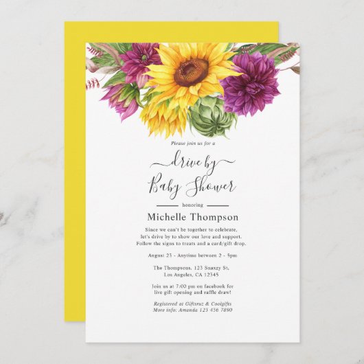 Zonnebloem Zomzomers met een bridal of een Baby sh Kaart (Voorkant / Achterkant)