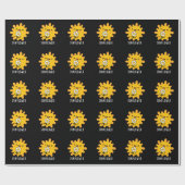 Zonnebloem Zon en ventilator donkerbruine BG Cadeaupapier (Vlak)