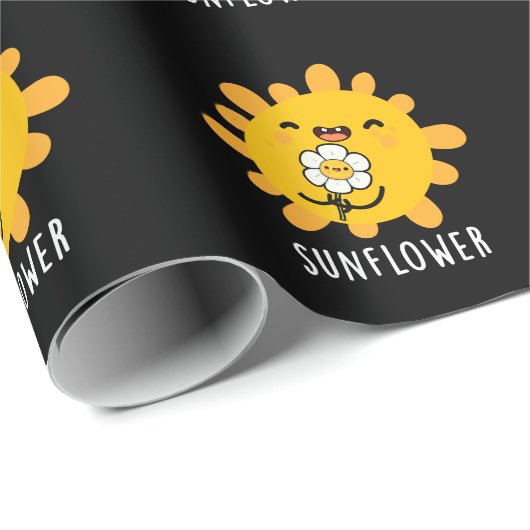 Zonnebloem Zon en ventilator donkerbruine BG Cadeaupapier (Rol Hoek)