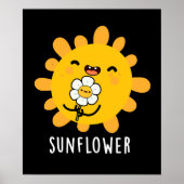 Zonnebloem Zon en ventilator donkerbruine BG Poster (Voorkant)