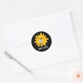Zonnebloem Zon en ventilator donkerbruine BG Ronde Sticker (Envelop)