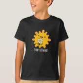 Zonnebloem Zon en ventilator donkerbruine BG T-shirt (Voorkant)