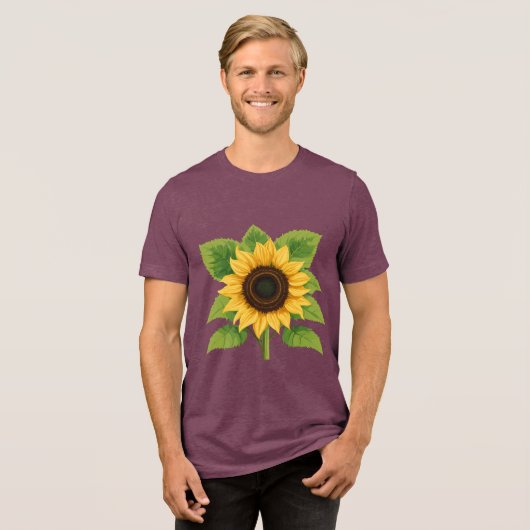 Zonnebloem & Zon – Symbool van Optimisme & Groei Tri-Blend Shirt (Voorkant volledig)