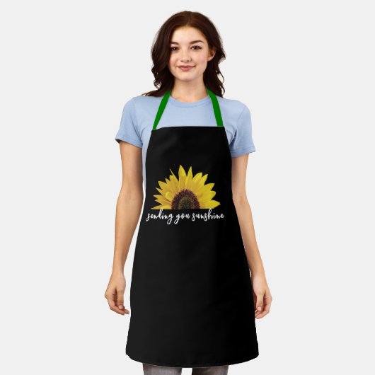 Zonnebloem, Zonnebloem Zwarte Chef Womens Schort (Gedragen)