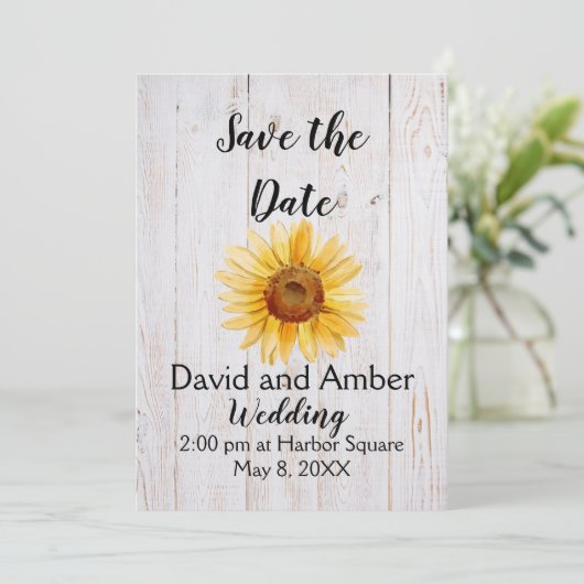Zonnebloem Zonneschijn Bewaar de Datum BruiloftUit Kaart (Staand voorkant)